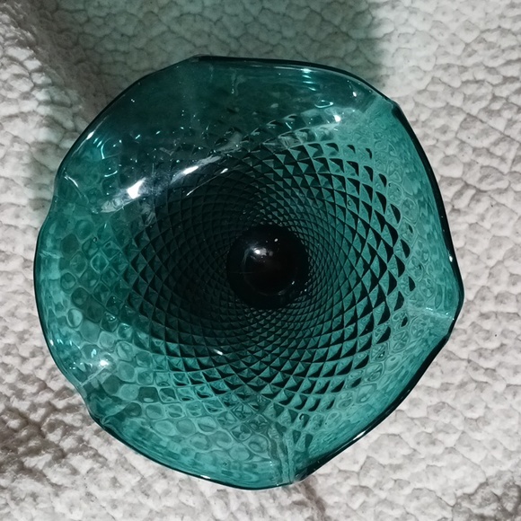 Vintage Pressed Glass Pedestal Compote Bowl Diamond Point - Picture 2 of 8